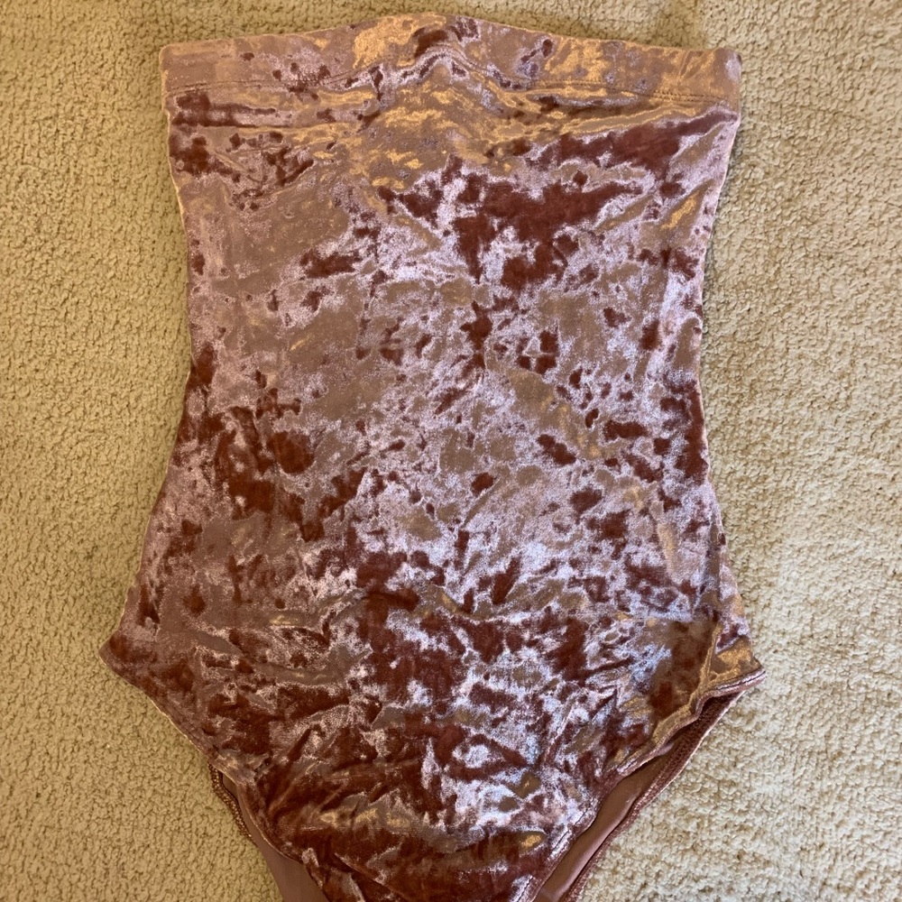 Rose Velvet Strapless Bodysuit